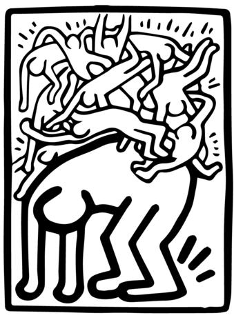 Fight Aids Worldwide By Keith Haring Coloring Page